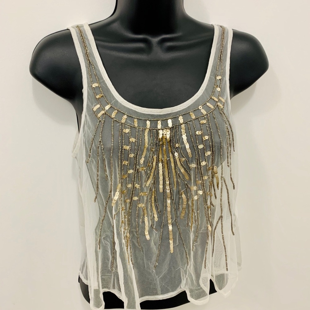Hollister see though crop too with golden sequin